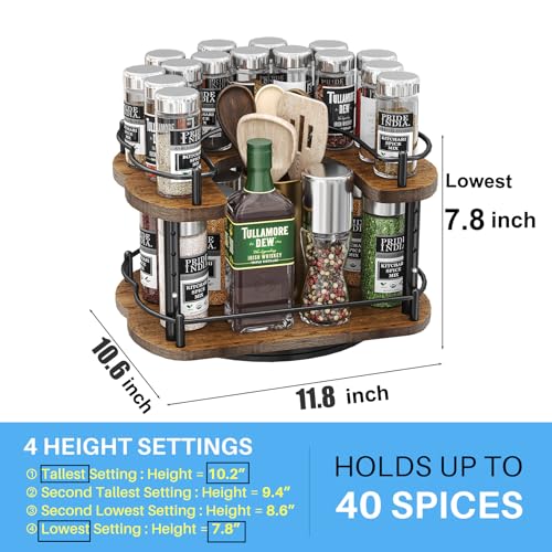 Vintage 12 Inch Wooden D-Shape Lazy Susan Spice Rack Organizer for Cabinet