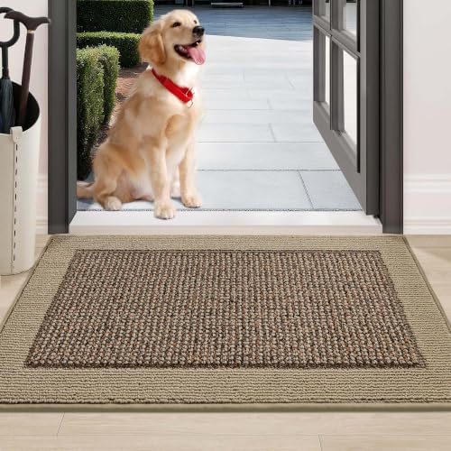 Indoor Door Mat 24x36 Taupe Dirt Trapper Non-Slip Entrance Rug - Low Profile