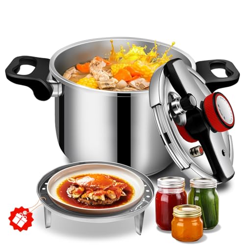 6.34 Quart Stainless Steel Pressure Cooker - Medium Size, Induction Compatible, Heavy Duty
