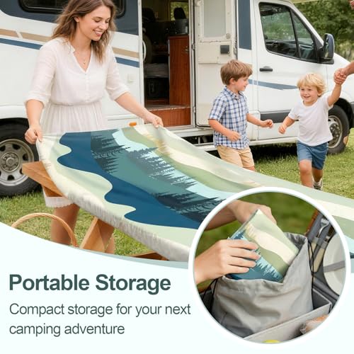 Play Tailor 96in Green Blue Picnic Table & Bench Cover Set Waterproof Outdoor Camping