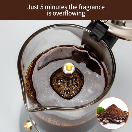 Stovetop Espresso Maker 6-Cup Silver Moka Pot for Induction Cooktops