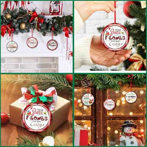 SICOHOME Funny Christmas Ornament 2025 - Dear Santa Sorry for All The F-Bombs 2025 was Crazy, 3" Funny Ornaments for Adults Arcylic Inappropriate Naughty Christmas Ornament