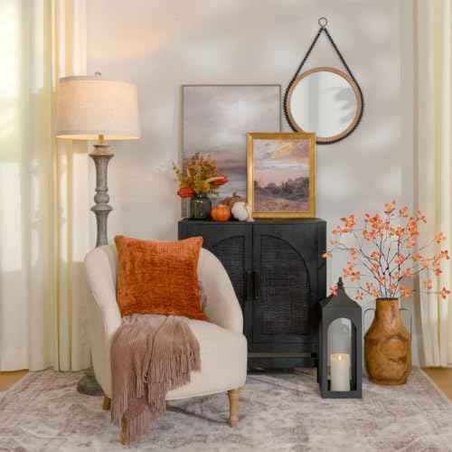 4 Pcs Artificial Greenery Stems with Orange Leaves Faux Fall Branches for Vases 32.7" Fake Ficus Twigs and Branches for Vase Filler Home Party Wedding Garden Office Shop Autumn Decorations