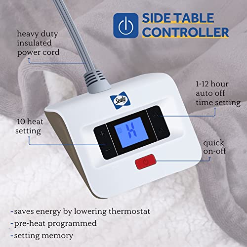 Full Size Electric Heated Blanket with Auto Shutoff - Grey, Flannel & Sherpa, 80x84in