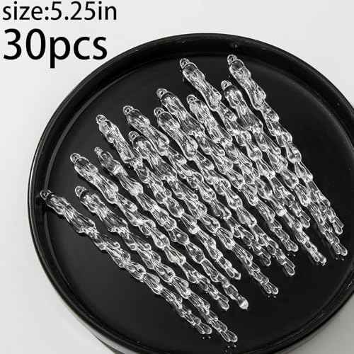 30pcs Acrylic Icicles Ornaments Christmas Tree Decorations Winter Pendant Icicle Christmas Hanging Decoration for Christmas Tree DIY Decorations Pendant Bulk (Clear-1)