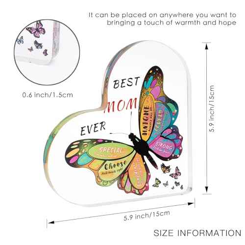Gifts for Mom from Daughter Son,Butterfly Desk Decorations Best Mom Ever Gifts£¬Mother Birthday Present for Mom Christmas Anniversary and Mothers Day Gifts (5.9 x 5.9 x 0.6in£©