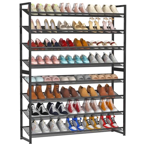 NEYCIL Black 8-Tier Heavy Duty Metal Shoe Rack Organizer, Stacking Shoe Storage for Closet & Entryway