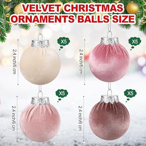 Vinsot 20 Pcs Velvet Christmas Ornaments Balls Bulk Flocked Tree