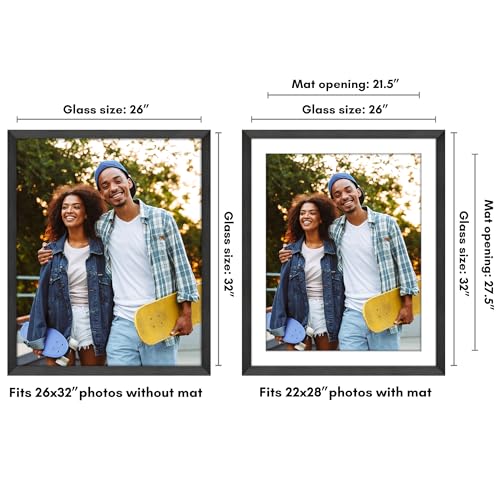 Americanflat 26x32 Poster Frame - Black, Matched to 22x28 Photos