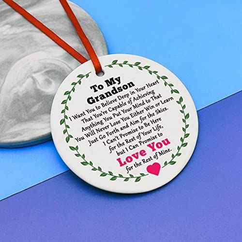 Grandson Ornament Gifts Christmas Ornament Grandson Birthday Gifts from Grandpa Grandma Encouragement Gift from Grandparents Christmas Gradation Going Away Gift for Grandkids