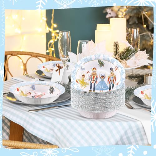 FYSUIMU Nutcracker 50Pcs 16oz Christmas Paper Bowls - Disposable Holiday Party Tableware