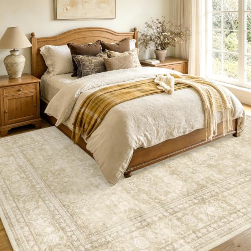 LòutiRoot Home 6' x 9' Beige Vintage Area Rug for Living Room & Bedroom