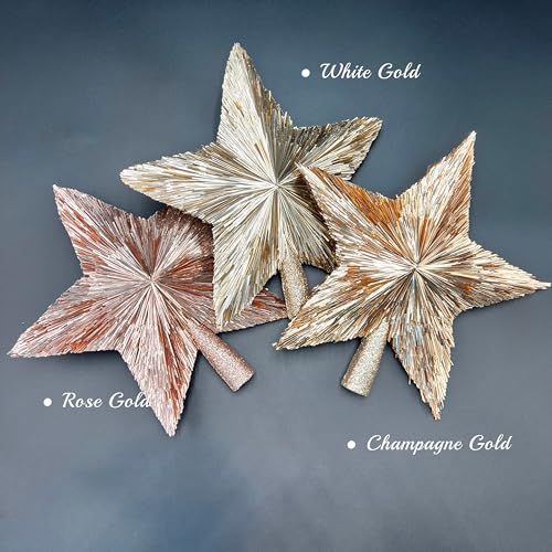 Rose Gold 10-Inch Elegant Christmas Tree Topper - 5-Point Star, 3D Tinsel Design