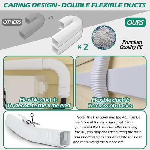 4 Inch 17 Ft Mini Split Line Set Cover Kit - White Variation