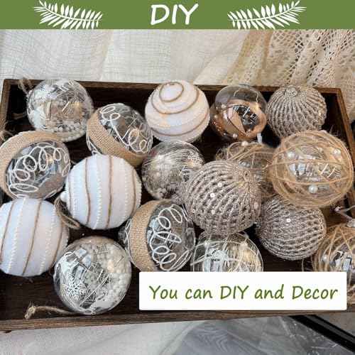80mm/3.14inch 24PCS Large Clear Ball Ornaments, 12Set Fillable Christmas Balls Shatterproof Ornament Baubles for DIY Crafts Christmas Wedding Party Decor (24)