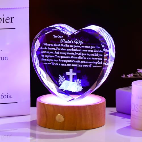 Pastor's Wife Appreciation Crystal Heart Gift - Religious Home Decor