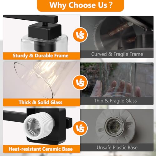 Bathroom Vanity Light Fixture - 5-Light Black Over Mirror, Modern Design - Variation of Black / 5-Light