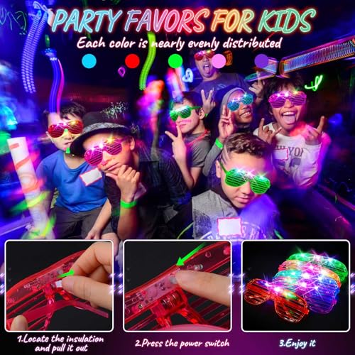 105 Pack Neon LED Light Up Glasses for Parties and Events - Glow in Dark Party Supplies