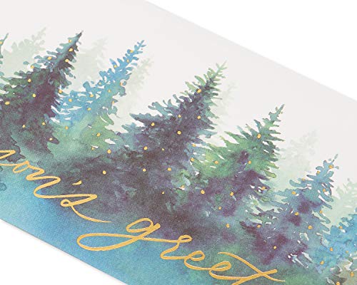 Papyrus Boxed Christmas Cards with Envelopes - Best Wishes, Forest Design, 16-Count