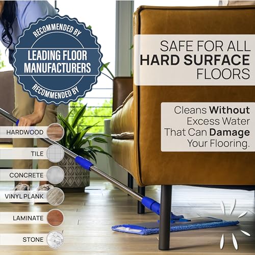 Pro Microfiber Hardwood Floor Mop Kit with Telescoping Handle & 3 Washable Pads