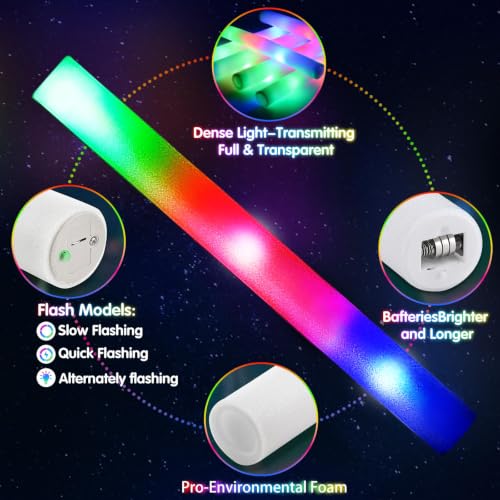 150 PCS LED Foam Glow Sticks with 3 Flashing Colors - Party, Wedding, Rave Supplies