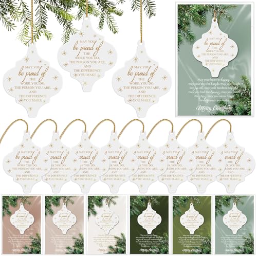 Sieral 30Pcs Christmas Thank You Ornaments Bulk Gift for Coworkers Team Staff Office Xmas Decorations