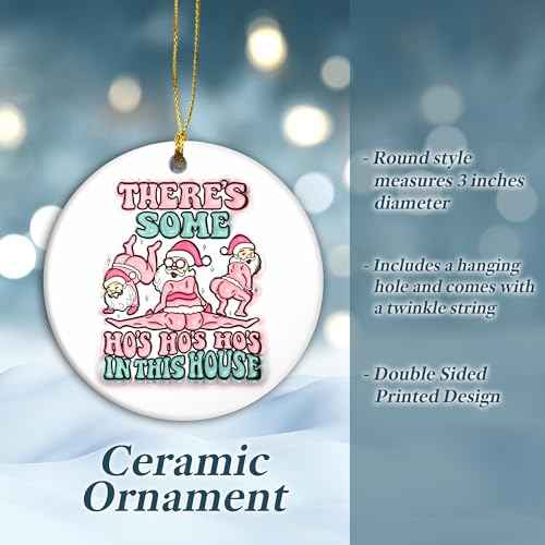 Santa's Ho Ho's Holiday Humor Ornament - Merry & Funny Pink Santa for Christmas
