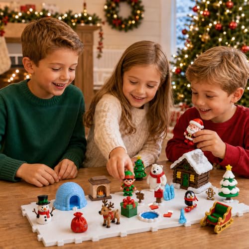 Celltestria Advent Calendar 2026 3D Printed Assembly Toys – Ski Town Christmas Figure Set