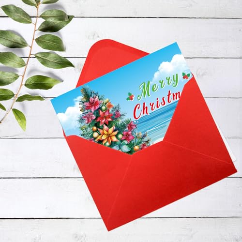 Fancy Land Beach Tree Christmas Cards — 24 Blank Palm Tree Holiday Notes