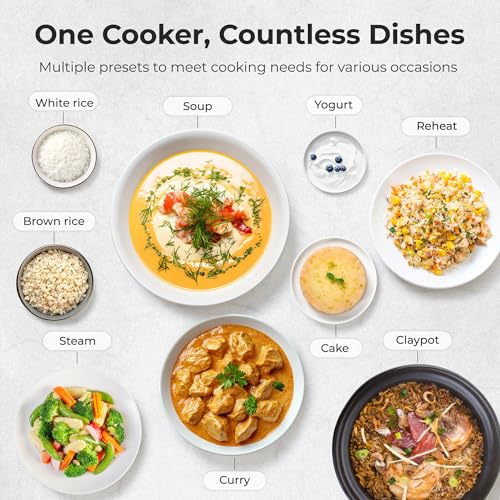 Black TOKIT Mini Rice Cooker 3-Cup Capacity with 9 Presets, Portable Kitchen Appliance