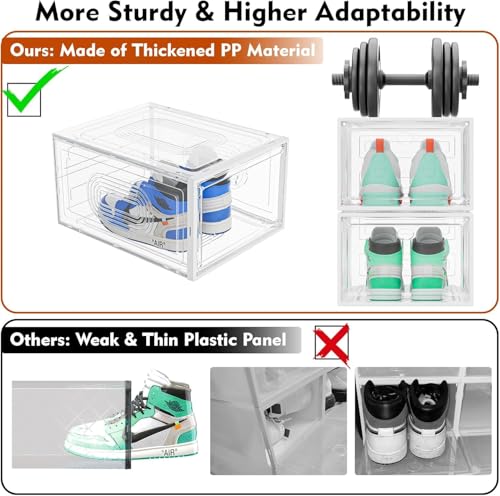 Caktraie 10 Pack White Stackable Shoe Organizer with Clear Front Door