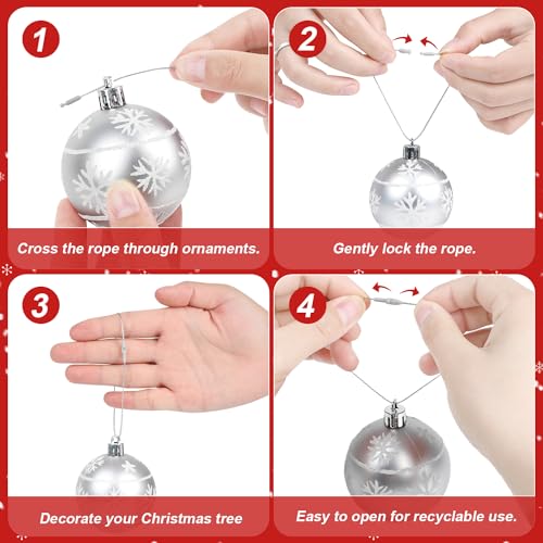 DIYASY 300Pcs Christmas Ornament String Hangers, Silver Ornaments
