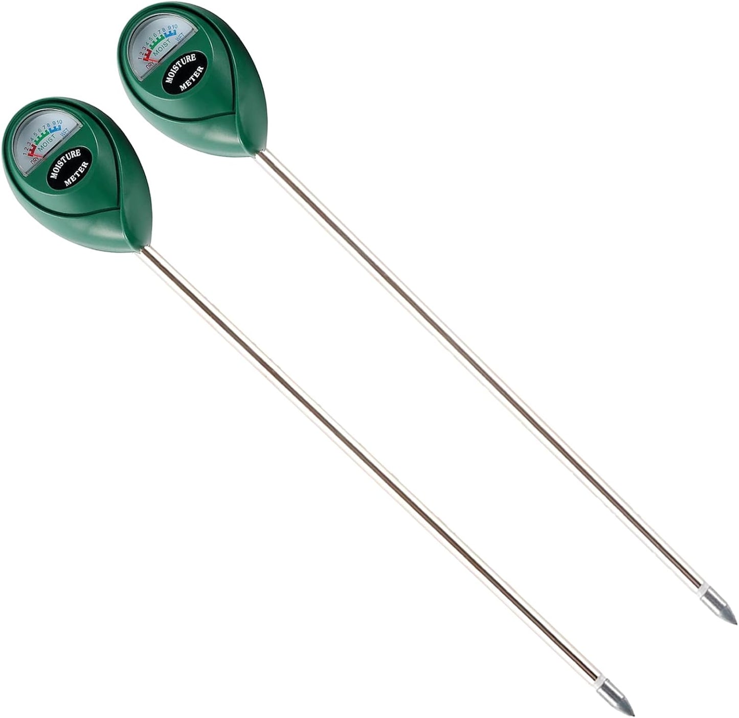 Skiennix Soil Moisture Meter - Extended Long Probe Hygrometer for Indoor/Outdoor Plant Care - 2 Pack (Green)