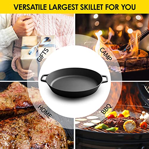Pre-Seasoned 17-Inch Cast Iron Skillet with Dual Handles for Outdoor Cooking