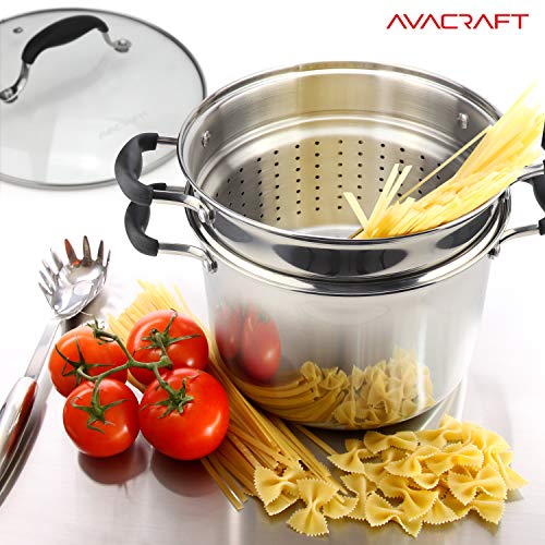 AVACRAFT 7 Quart 18/10 Stainless Steel 4 Piece Pasta Pot Set