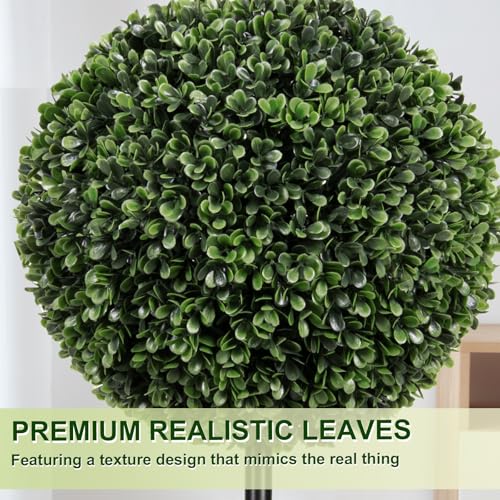 VIVATREES 3ft UV-Resistant Artificial Triple Ball Boxwood Topiary Set of 2 – Outdoor & Indoor Decor