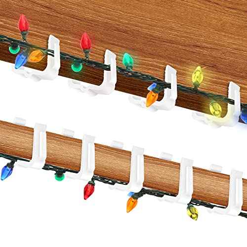 Yotako 50Pcs Christmas Light Clips 1 5/8" Fascia Clips Christmas Light Hanger Hooks Deck Light Clips for Christmas Decoration Deck Roof Gutter Fence Eave
