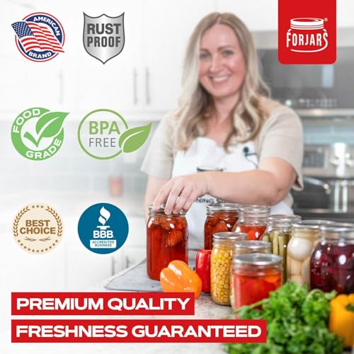 Wide Mouth Canning Lids 100-Pack - Airtight Food Storage Metal Lids with Silicone Seals - Fits Ball Mason Jars