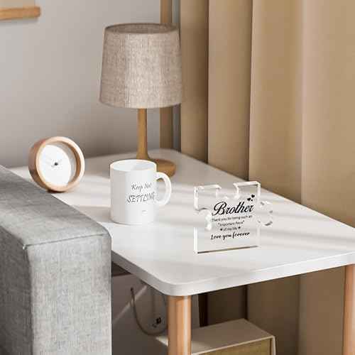 Birthday Gifts for Brother, Acrylic Puzzle Plaque Desk Decor - Brother Gifts from Sister, Gifts for Brother Adult, Brother Gifts for Fathers Day Christmas - 3.3 * 2.8inches