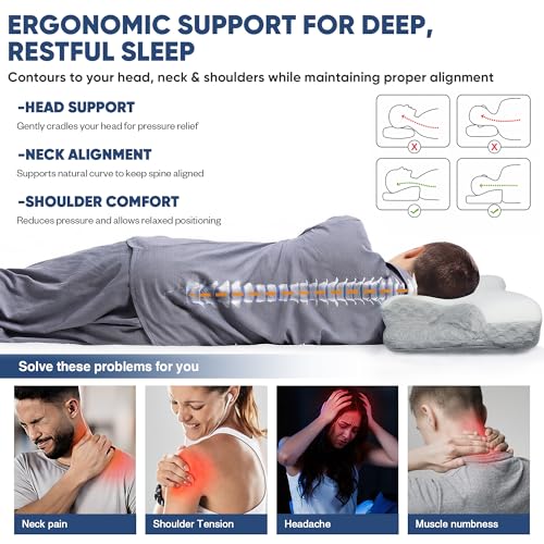 GasGbb White Adjustable Memory Foam CPAP Pillow with Cooling Cover & Mask Cutouts