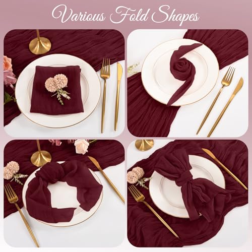 Lumaycens 60-Pack Burgundy Cloth Napkins 20x20 Inches Wedding Party Decor