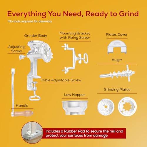 Corona Manual Grain Mill - Cast Iron Hand Grinder for Corn, Wheat & Coffee
