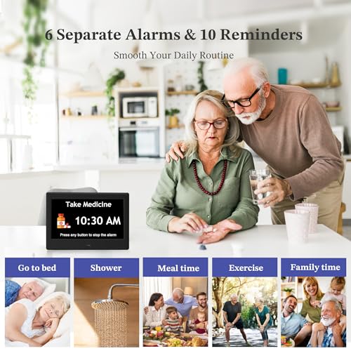 7-Inch Dementia Clocks for Seniors - Large Digital Display with Date & Time - Black Variation
