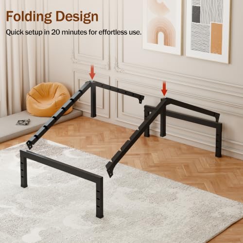 14 Inch Heavy Duty Twin Bed Frame - Steel Platform Support Up to 3500 lbs, Noise-Free, Easy Assembly