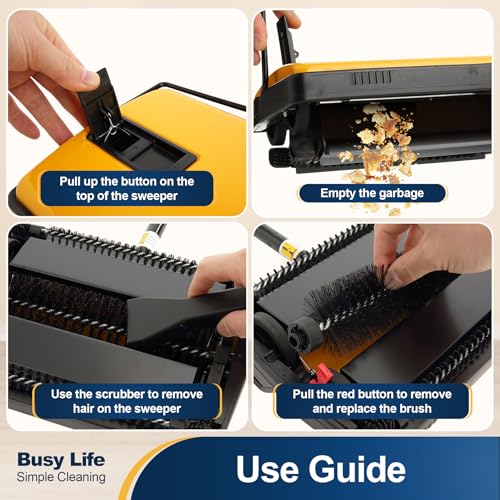 Yocada Manual Carpet Sweeper - Hand Push Household Floor Cleaner