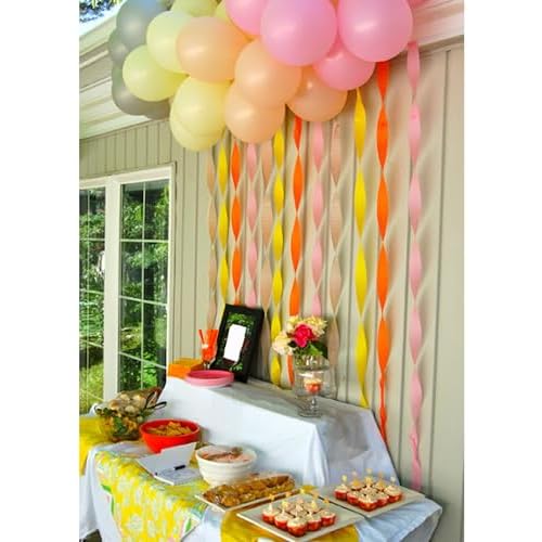 Crepe Paper Streamers 656ft 8 Rolls, Pack of Orange, Pink, Yellow and Blush Party Streamers for Birthday Wedding Baby Bridal Shower Decorations Christmas Craft Supplies (1.8 Inch x 82 Ft/Roll)