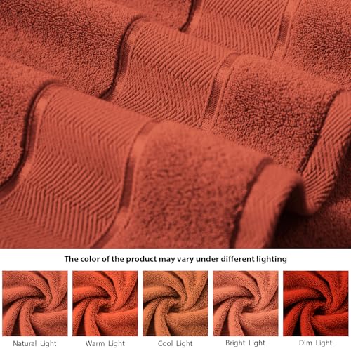 Marvione Burnt Orange 6-Piece Turkish Cotton Luxury Bath Towel Set