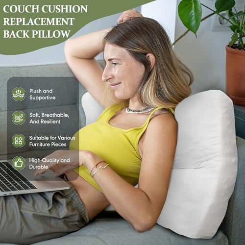 3 Pack Shredded Foam Sofa Back Cushions - Lumbar Support Pillow 26x18x5 Inch