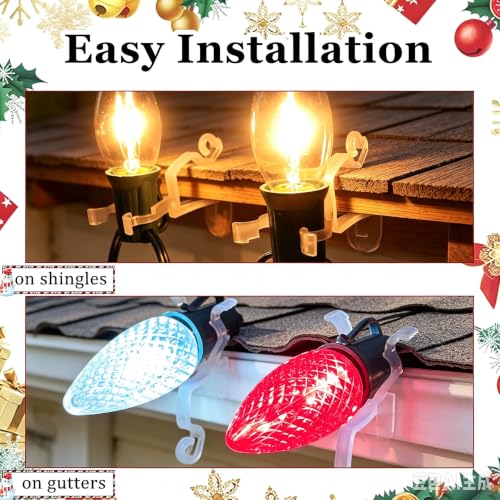 Christmas Light Clips 200PCS Gutter for Hanging Outdoor Lights, All