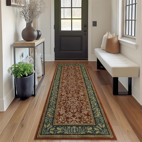 GarveeHome Red 2x6 ft Washable Non-Slip Kitchen Runner Rug - Durable, Pet & Kid Friendly
